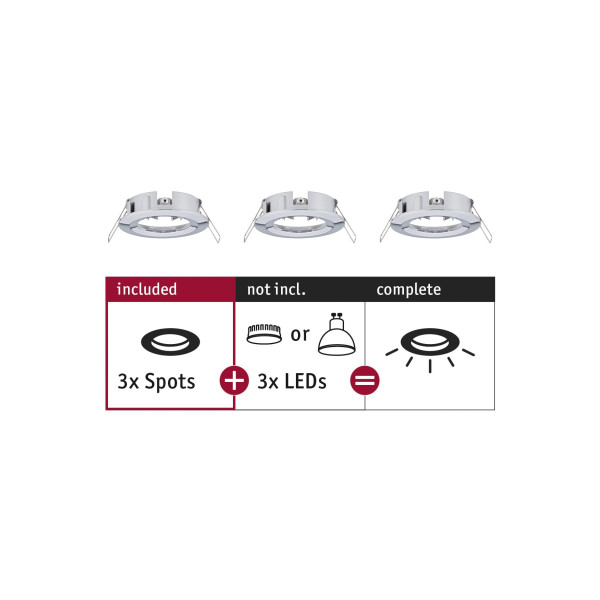 Enc choose 3 spots fixes max 3x10w chrome alu 230v 51mm