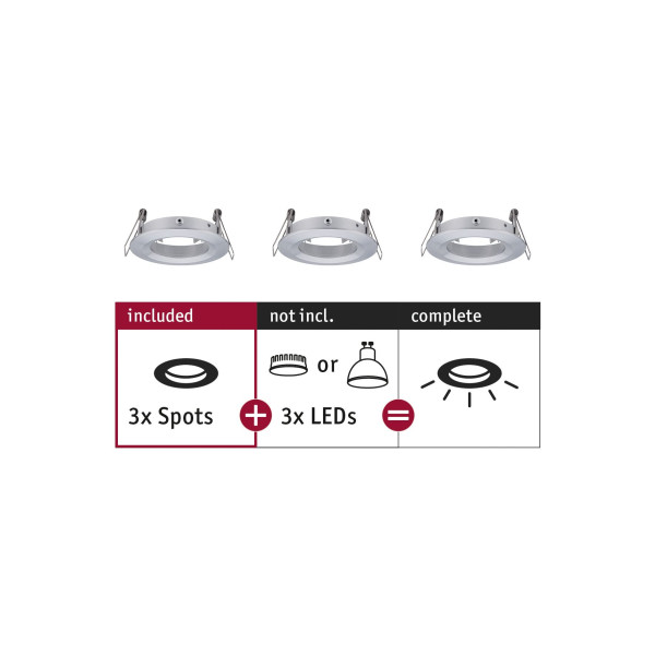 Enc choose 3 spots fixes max 3x10w alu tourné alu 230v 51mm