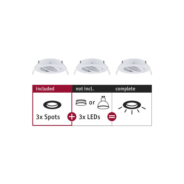 Enc choose 3 spots orientables max 3x10w 230v 51mm blanc dépoli alu