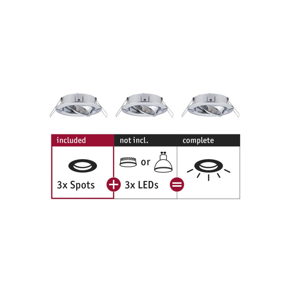 Enc choose 3 spots orientables max 3x10w 230v 51mm chrome alu