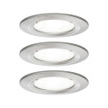 Kit encastré nova rond fixe led ip44 3x6,5w 4000k 230v gu10 51mm acier bros/alu zinc