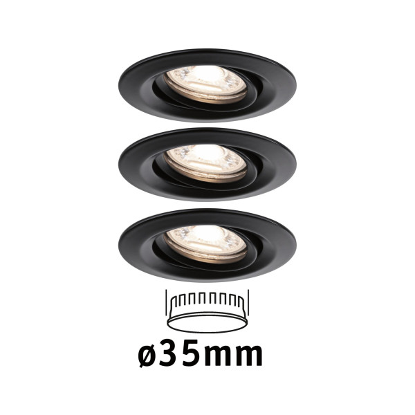 Encatrés paulmann nova mini coin rond orientable led 3x4w 310lm noir dép/alu - 93083