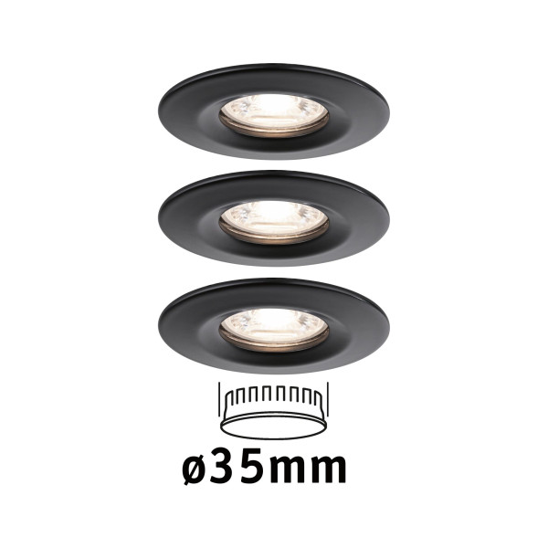 Encatrés paulmann nova mini coin rond fixe led 3x4w 310lm noir dép/alu - 93084