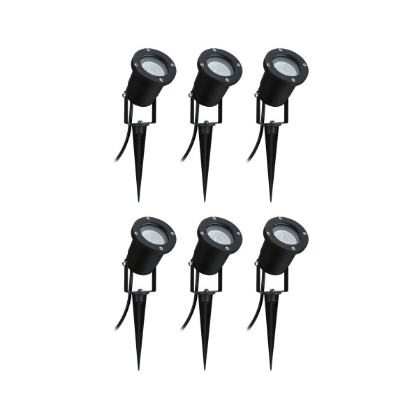 Extérieur 230v spot à piquer garden spot 6x3,5w gu10 230lm 3000k ip65 alu noir