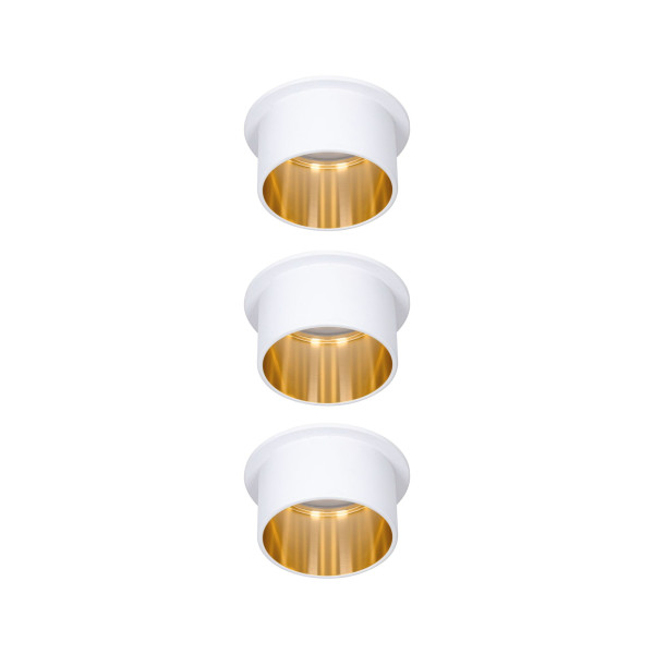 Kit encastré paulmann gil coin 3stepdim rd fixe led 3x6w 2700k 230v blanc dépoli/doré alu - 93381