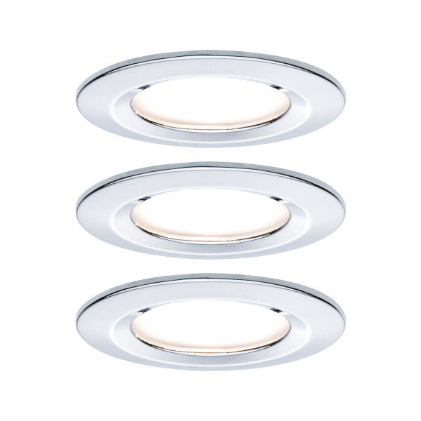 Spot encastré Paulmann Nova kit de 3 spots rond 78mm GU10 3x6,5W 3x460lm 230V 2700K Chrome