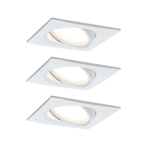 Kit encastré nova plus coin gra carré orient led 3x6,8w 633lm 2700k blc dépoli/alu