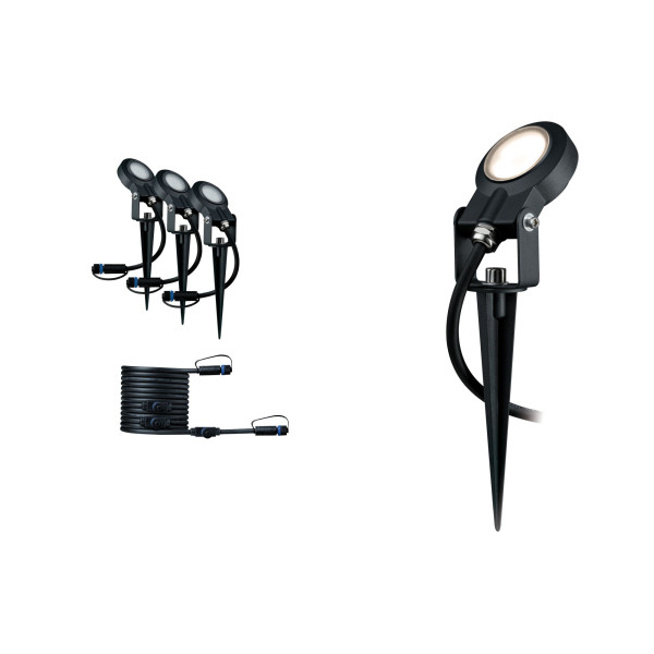 Spot extérieur plug&shine sting kit compl, ip67 3000k 3x6w 24v gradable