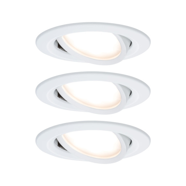 Kit 3 Spots encastrés LED Paulmann 6.8W Coin Slim - Orientable - IP23 - Rond - Blanc