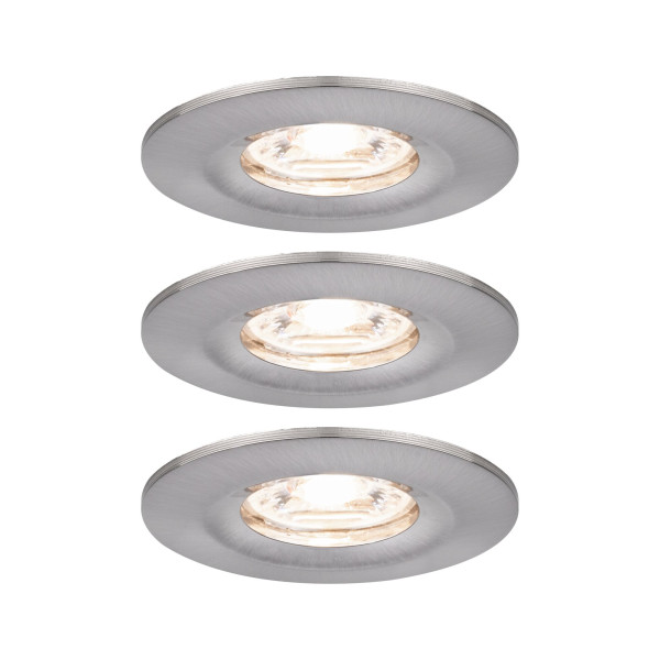 Enc nova mini coin rond fixe ip44 led 3x4w 310lm acier brossé/alu