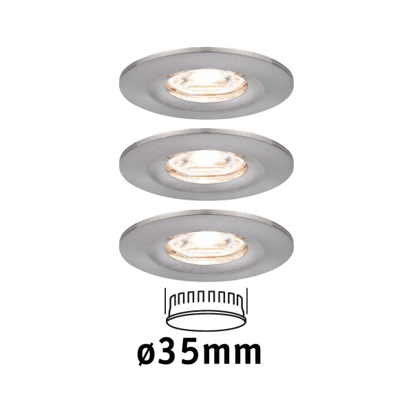 Enc nova mini coin rond fixe ip44 led 3x4w 310lm acier brossé/alu