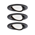 Kit encastré paulmann nova  coin rond orientable led 3x6w 2700k 230v noir mat/alu