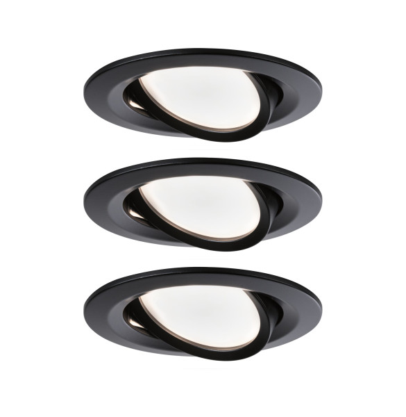 Kit encastré paulmann nova  coin 3 niv grad rond nr led 3x6w 2700k 230v noir mat/alu