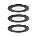 Kit encastré paulmann nova  coin rond fixe led 3x6w 2700k 230v noir mat/alu