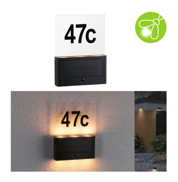 Numéro de maison extérieur solaire neda ip44 pir anthracite resp. insectes