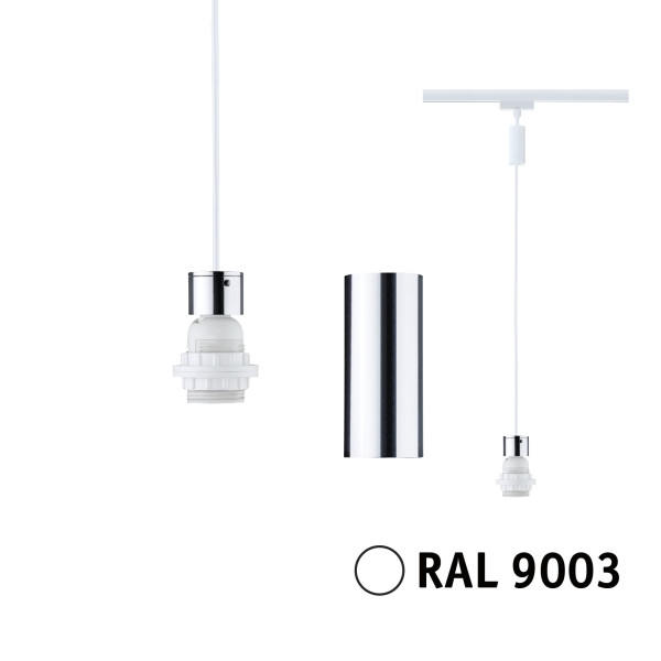 Urail 2easybasic suspension e27 max20w blanc signal/chrome métal/plastique 230v