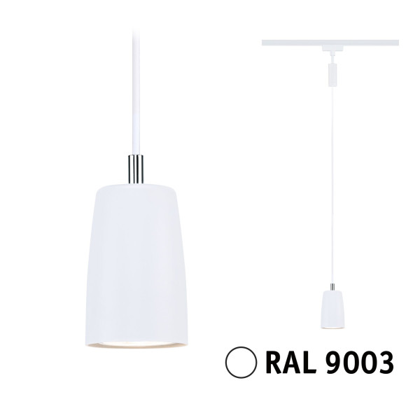 Urail suspension cover gu10 max10w gradable blanc signal ral9003 d65mm l122cm