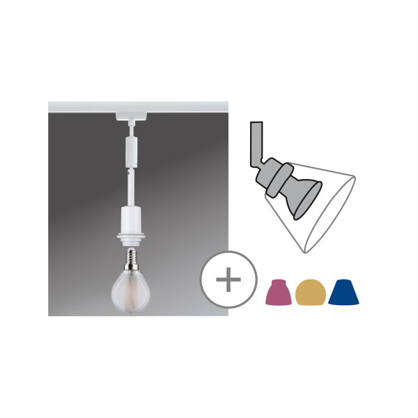 Suspension paulmann urail  decosystems max1x20w e14 blc 230v métal/plastique câble tissé