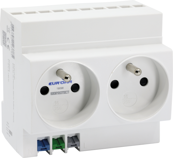 Prise de courant double 16a/230v 2p+t modulaire connexion rapide