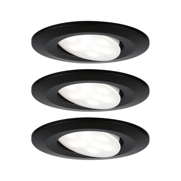 Kit encastré paulmann calla ip65 rond orientables led 3x680lm 4000k 6w 230v noir mat