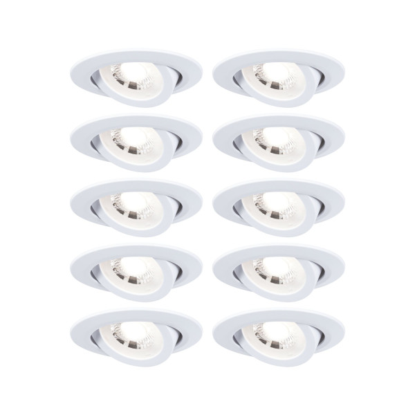 Encastré orientable 70° d.82mm led intégrée x10 4,8w 580lm 3000k blanc 230v