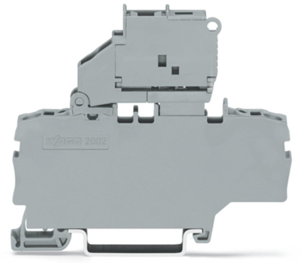 Borne à fusible pour 2 conducteurs avec porte-fusible pivotant avec pontage addi