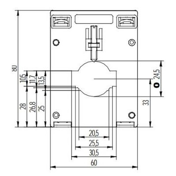 Transformateur intensité - 200/5 a - fam rm60-e3a - 24 mm - cl 0.2s - 2,5 va