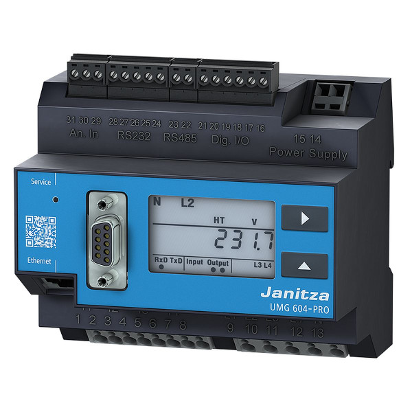 Centrale mod umg 604e tri/tétra mémoire 128 mo qualimétrie (transitoires, harmoniques et micro-coupures) 2 ent. / 2 sor. num. 1 ent. t°c comm. rs485/ethernet (modbus) passerelle ethernet serveur web mail ce et ul