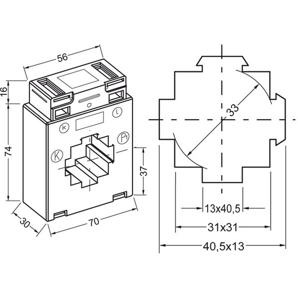 Polier Transformateur de courant diam 33 mm 1000/5A classe 1 2.5VA