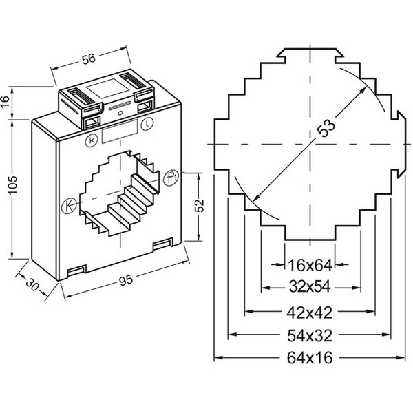 Polier Transformateur de courant diam 53 mm 1250/5A classe 1 10VA