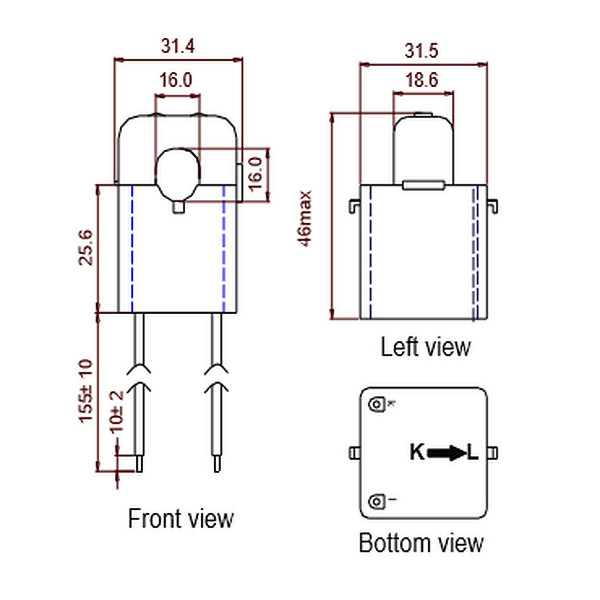 Ti ouvr clip 100/1a, ecs16, cl 1, 0,2va, diam.16 mm, longueur fil : 1 mètre