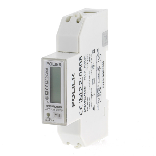 Polier compteur modulaire monophasé 100A simple tarif certifié mid Modbus