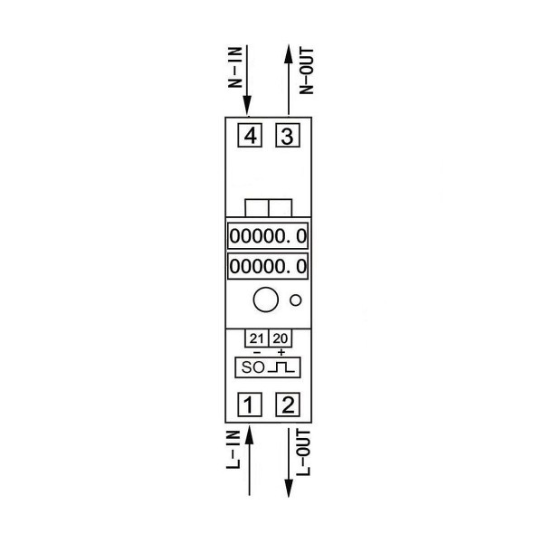 Polier Compteur modulaire monophasé 80A à affichage LCD avec RAZ partielle