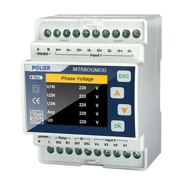 Compteur électrique modulaire - multifonction - tri/tetra - rogowski ou tc 333mv