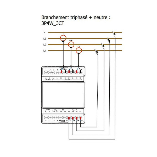 Compteur électrique modulaire - multifonction - tri/tetra - rogowski ou tc 333mv