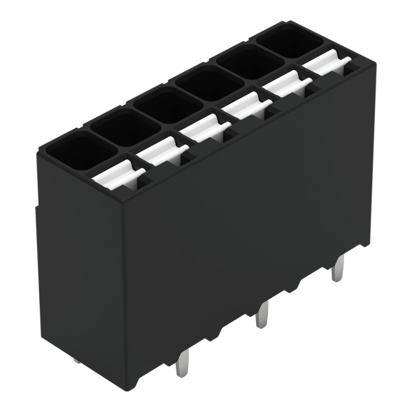 Borne pour circuits imprimés thr bouton-poussoir 1,5mm² pas3.5mm 6 pôles, noir