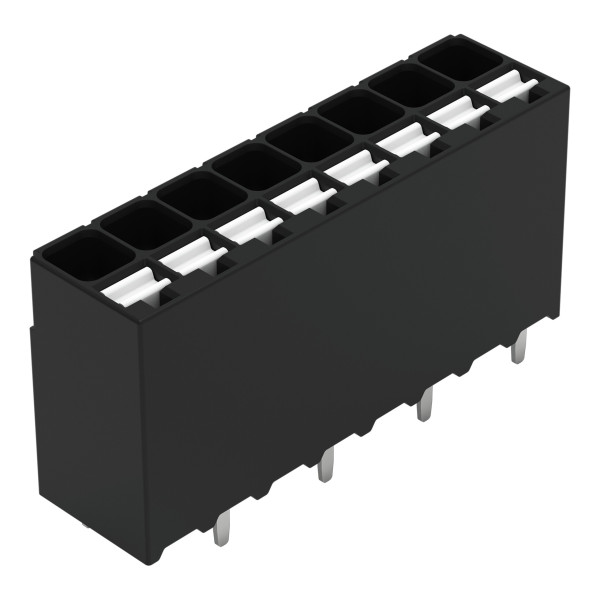 Borne pour circuits imprimés thr bouton-poussoir 1,5mm² pas3.5mm 8 pôles, noir