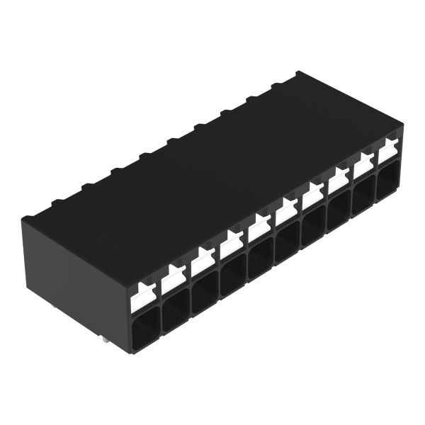 Borne pour circuits imprimés thr bouton-poussoir 1,5mm² pas3.5mm 10 pôles, noir