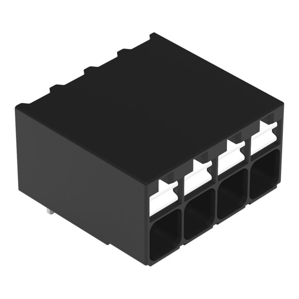 Borne pour circuits imprimés thr bouton-poussoir 1,5mm² pas3.5mm 4 pôles, noir