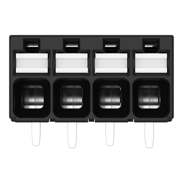 Borne pour circuits imprimés thr bouton-poussoir 1,5mm² pas3.5mm 4 pôles, noir