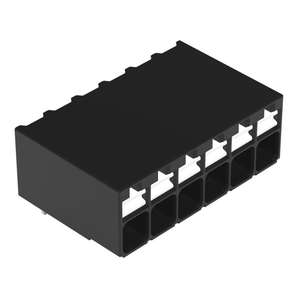 Borne pour circuits imprimés thr bouton-poussoir 1,5mm² pas3.5mm 6 pôles, noir