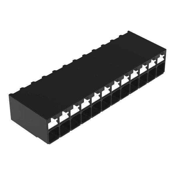 Borne pour circuits imprimés thr bouton-poussoir 1,5mm² pas3.5mm 12 pôles, noir