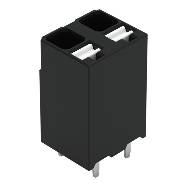 Borne pour circuits imprimés thr bouton-poussoir 1,5mm² pas 5mm 2 pôles, noir