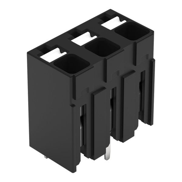 Borne pour circuits imprimés thr bouton-poussoir 1,5mm² pas 5mm 3 pôles, noir