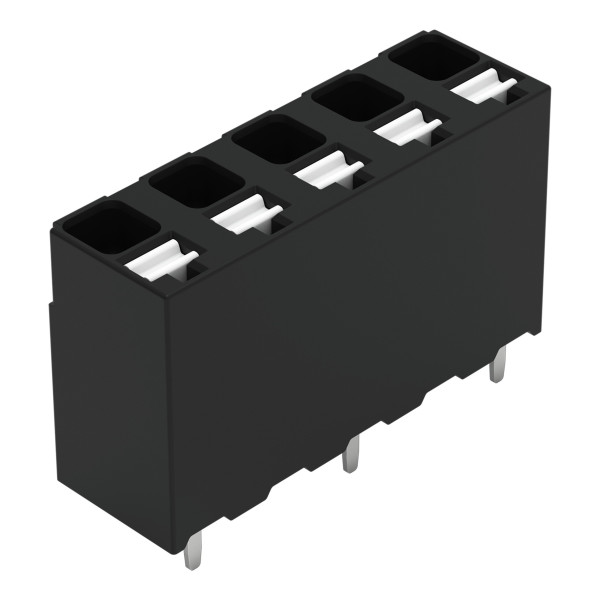 Borne pour circuits imprimés thr bouton-poussoir 1,5mm² pas 5mm 5 pôles, noir