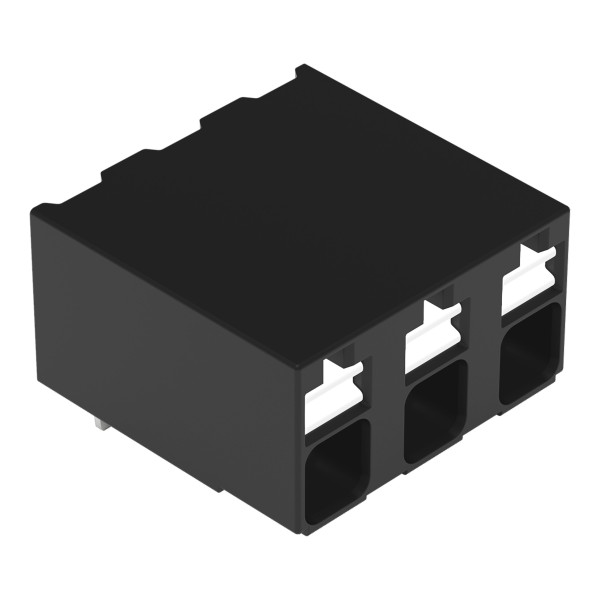 Borne pour circuits imprimés thr bouton-poussoir 1,5mm² pas 5mm 3 pôles, noir