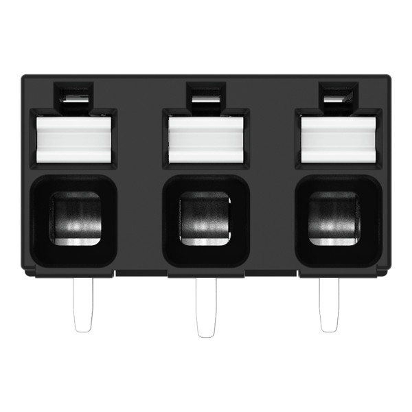 Borne pour circuits imprimés thr bouton-poussoir 1,5mm² pas 5mm 3 pôles, noir