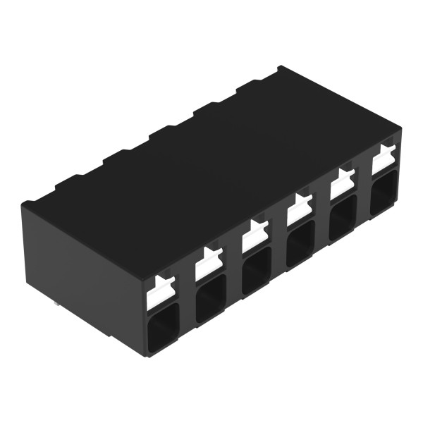 Borne pour circuits imprimés thr bouton-poussoir 1,5mm² pas 5mm 6 pôles, noir