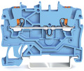 Borne de passage pour 2 conducteurs avec poussoir 1mm², bleu