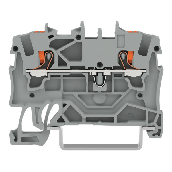 Borne de passage pour 2 conducteurs avec poussoir 1,5mm², gris